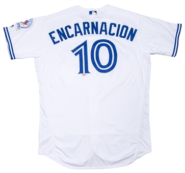 2016 Edwin Encarnacion Game Used Toronto Blue Jays Home Jersey Photo Matched To 3 Games For 3 Home Runs - Including 300th Career Home Run! (MLB Authenticated, MEARS A10 & Resolution Photomatching)